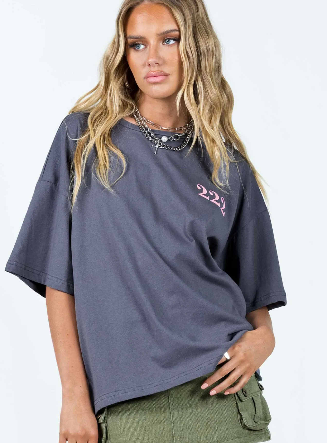 Princess Polly 222 Alignment Oversized Tee Slate Discount
