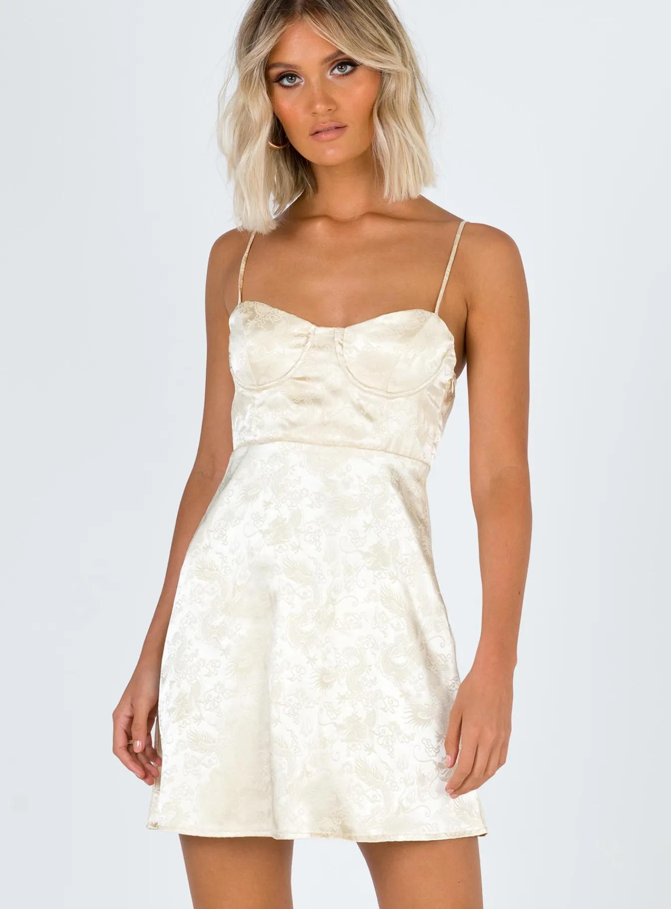 Princess Polly Pop Mini Dress Champagne Cheap