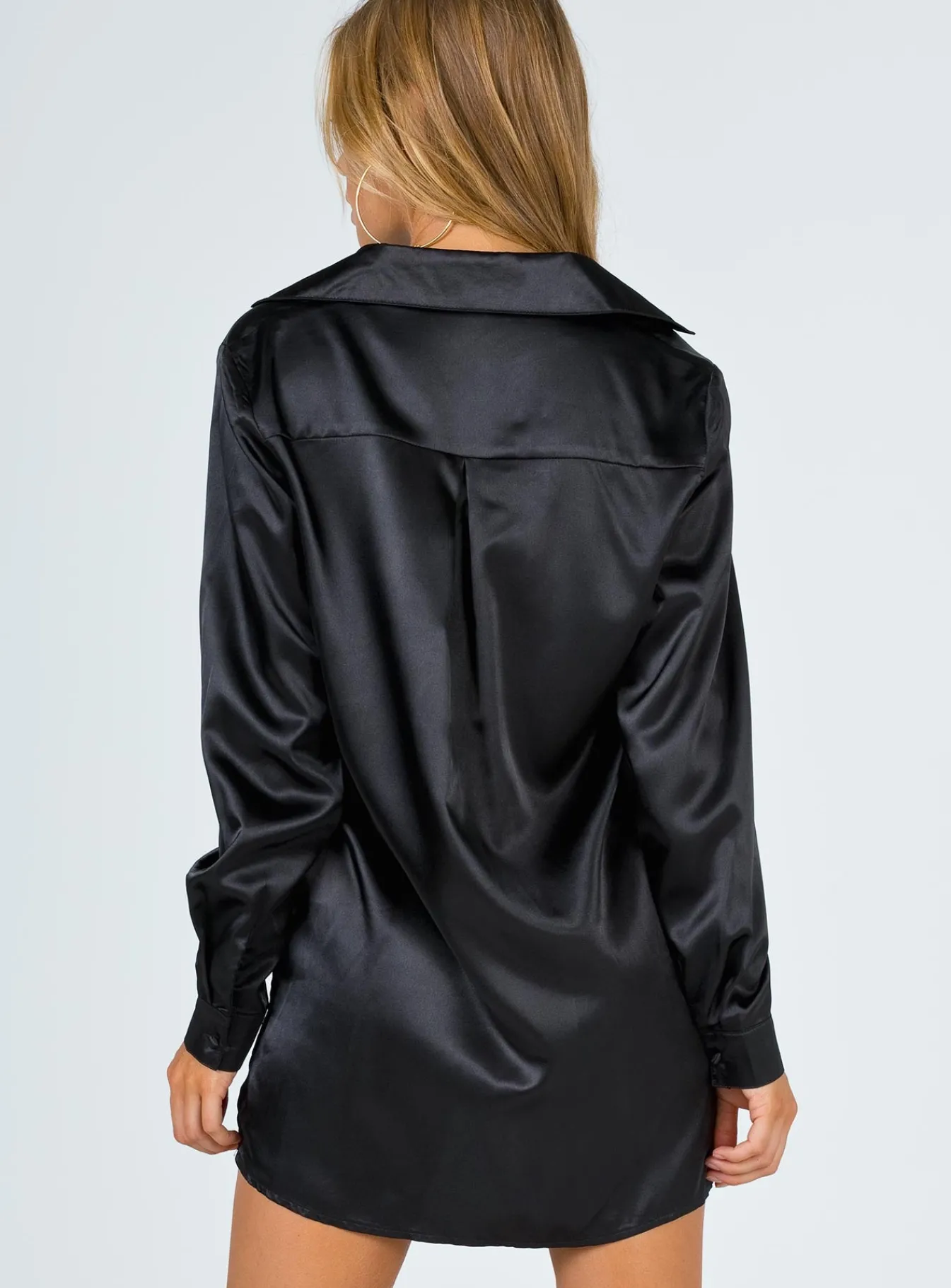 Princess Polly 90210 Satin Shirt Mini Dresseco Black Best