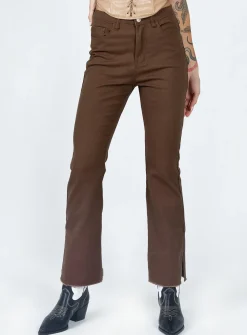 Princess Polly Aalia Wide Leg Denim Jeans  Brown New
