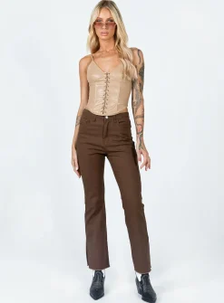 Princess Polly Aalia Wide Leg Denim Jeans  Brown New