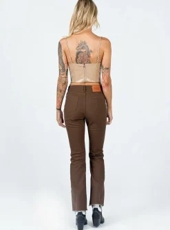 Princess Polly Aalia Wide Leg Denim Jeans  Brown New