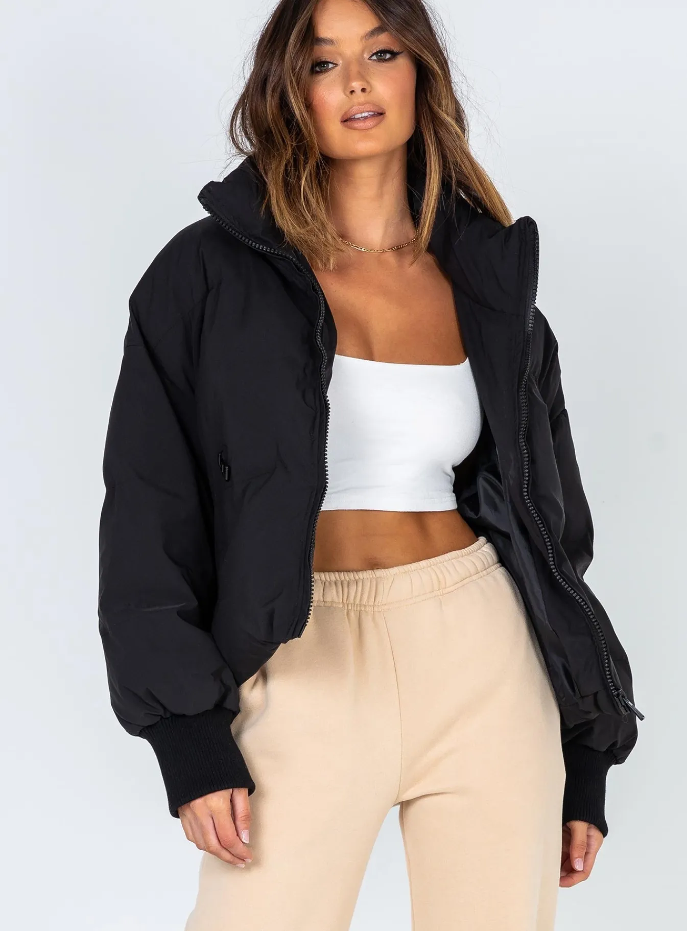 Princess Polly Abe Puffer Jacket Black Best