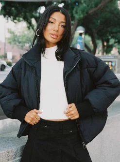 Princess Polly Abe Puffer Jacket Black Best