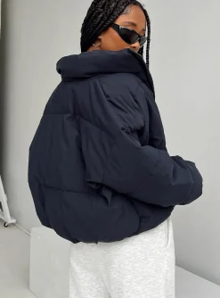 Princess Polly Abe Puffer Jacket  Navy New