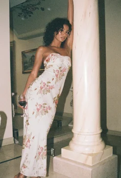 Princess Polly Abeila Strapless Maxi Dress  Pink Multi Outlet