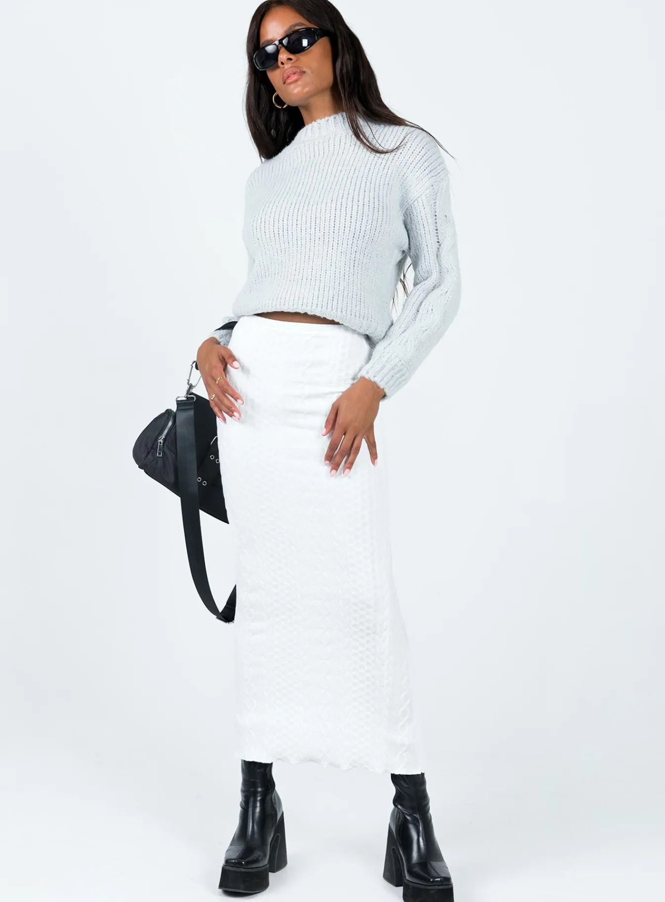 Princess Polly Abercairn Knit Maxi Skirt White Best Sale