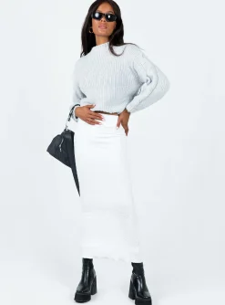 Princess Polly Abercairn Knit Maxi Skirt White Best Sale