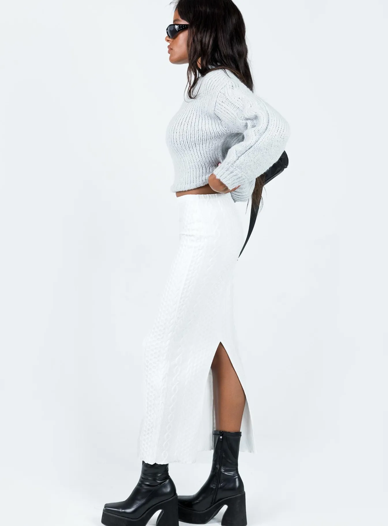 Princess Polly Abercairn Knit Maxi Skirt White Best Sale