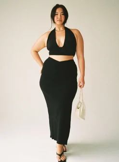 Princess Polly Abigail Midi Skirtcurve   Black Clearance