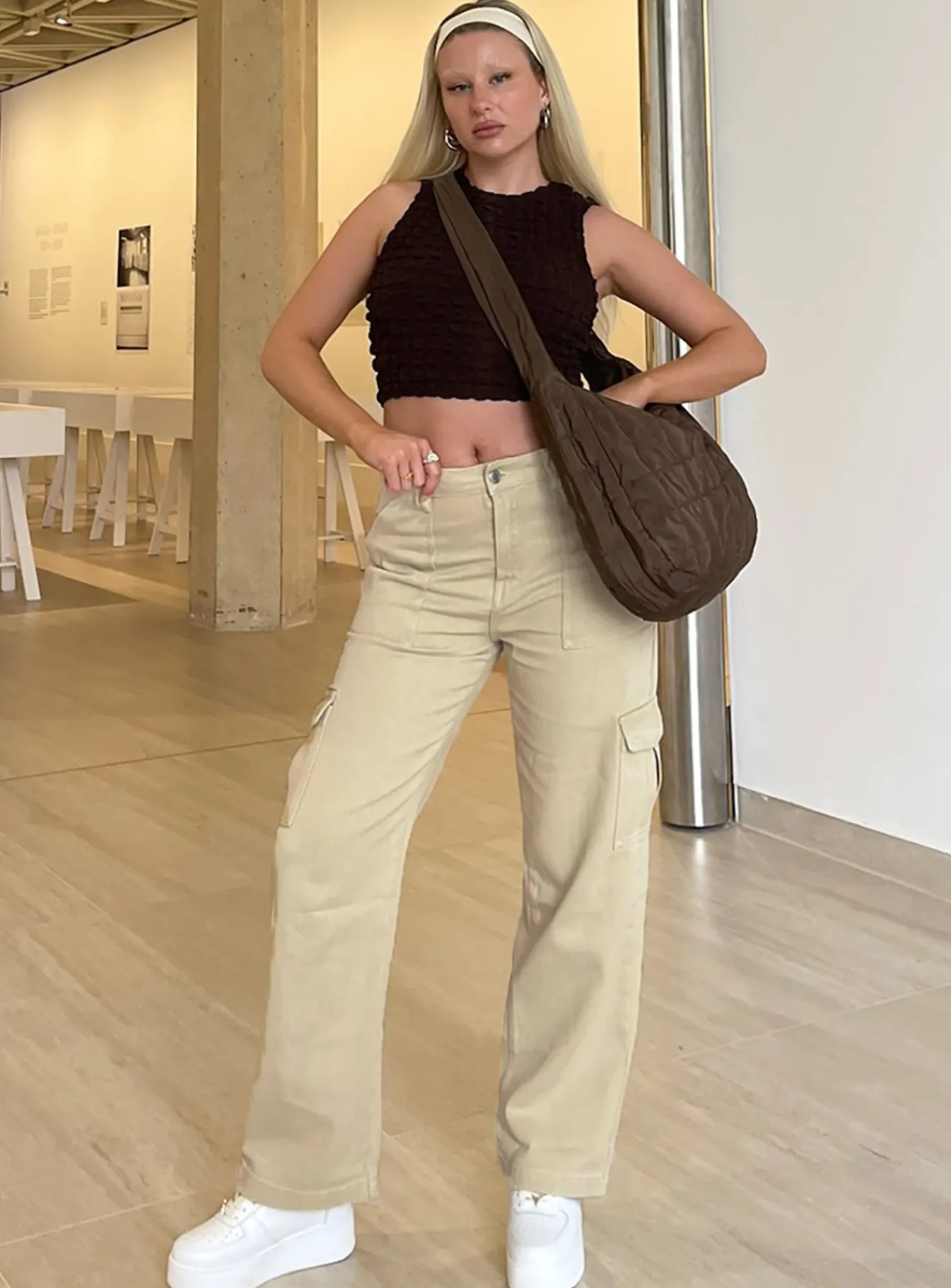 Princess Polly Adelaide Cargo Jeans Stone Cheap