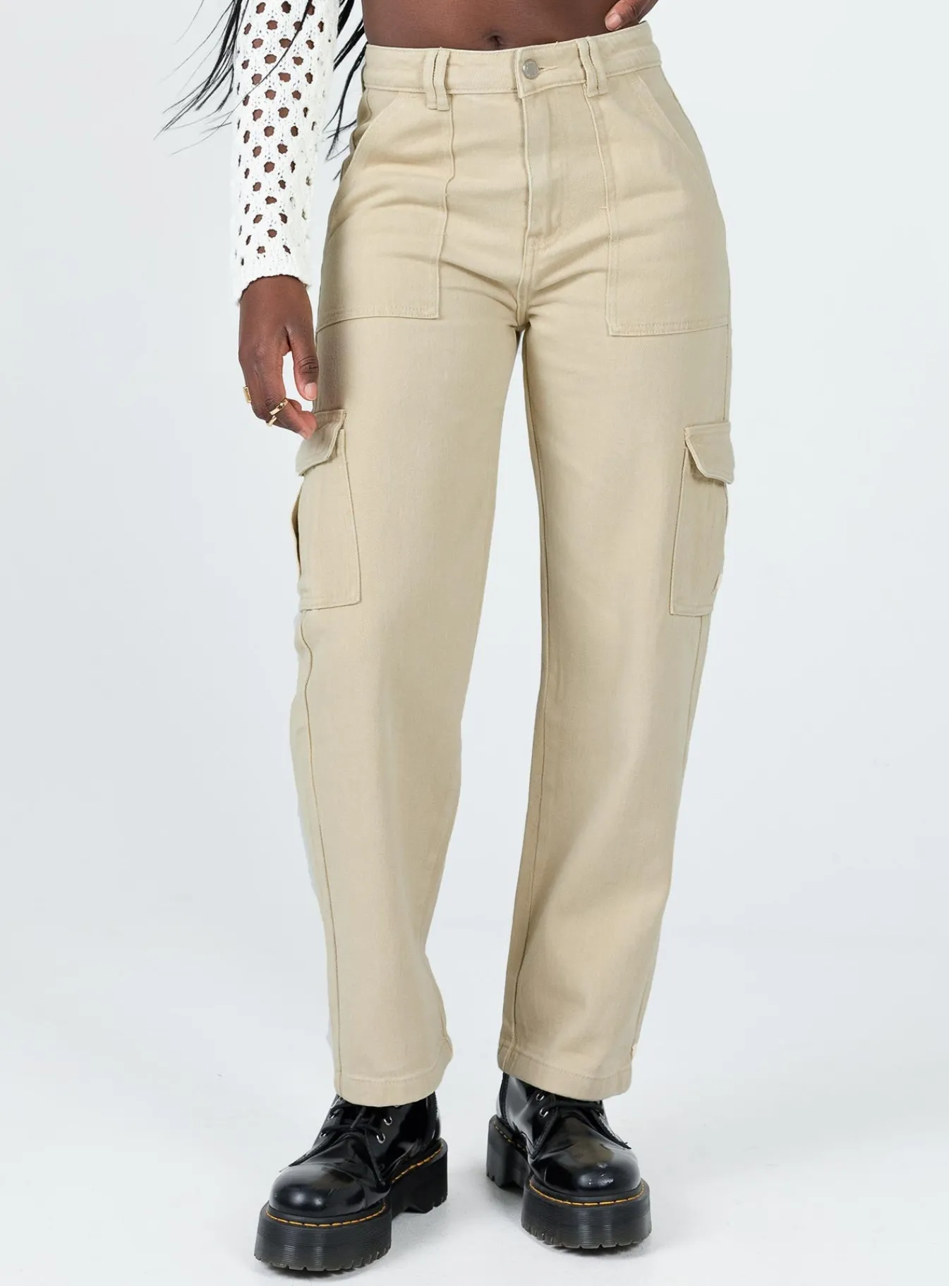 Princess Polly Adelaide Cargo Jeans Stone Cheap