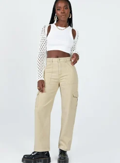 Princess Polly Adelaide Cargo Jeans Stone Cheap