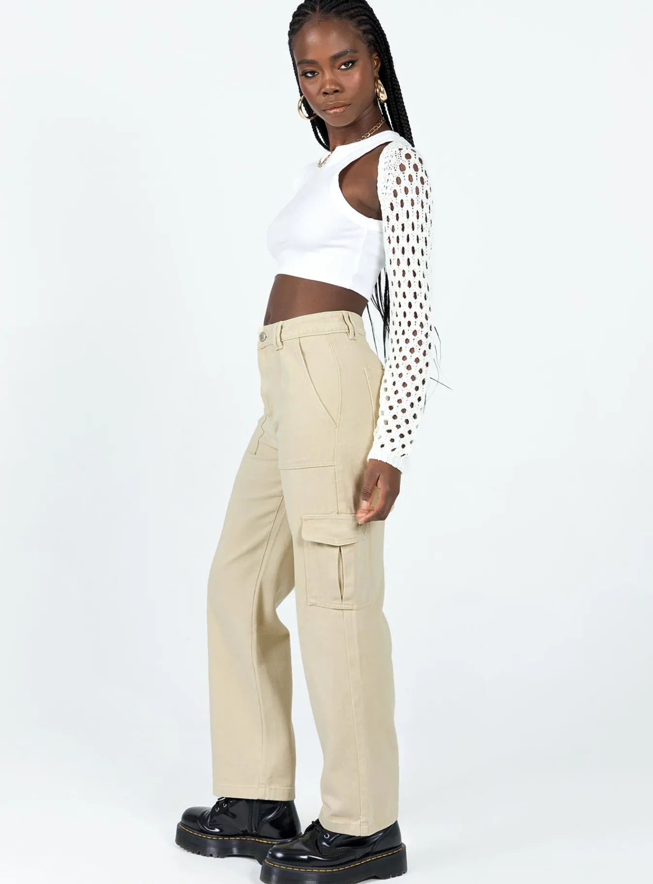 Princess Polly Adelaide Cargo Jeans Stone Cheap