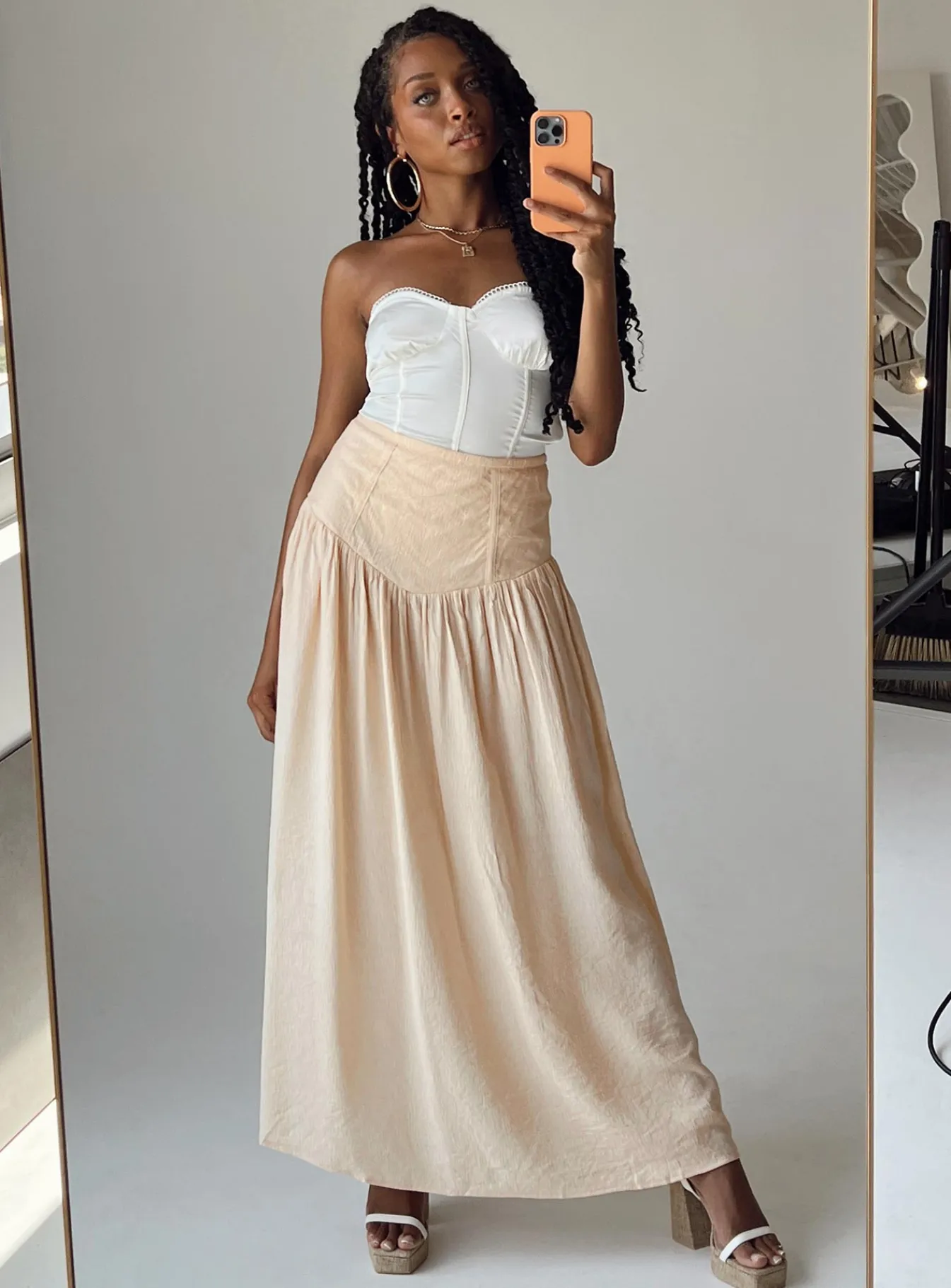 Princess Polly Adelaide Maxi Skirt Beige Cheap