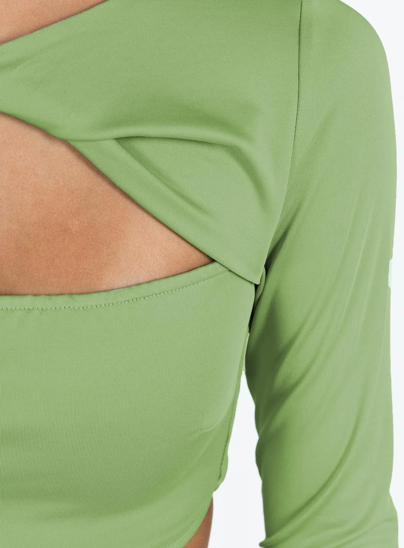 Princess Polly Aden Long Sleeve Twist Top Green Cheap