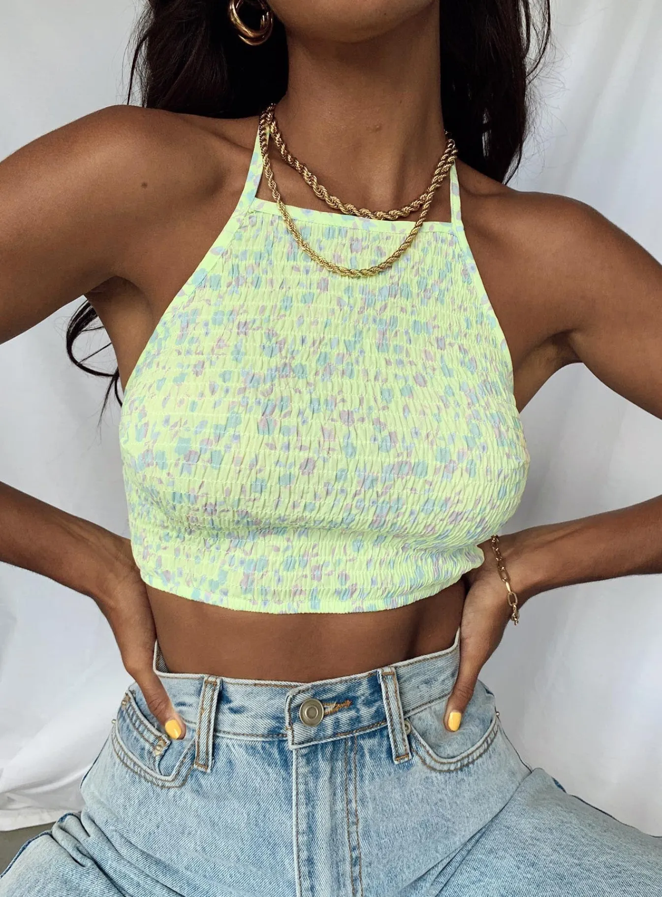 Princess Polly Adia Top Yellow Cheap