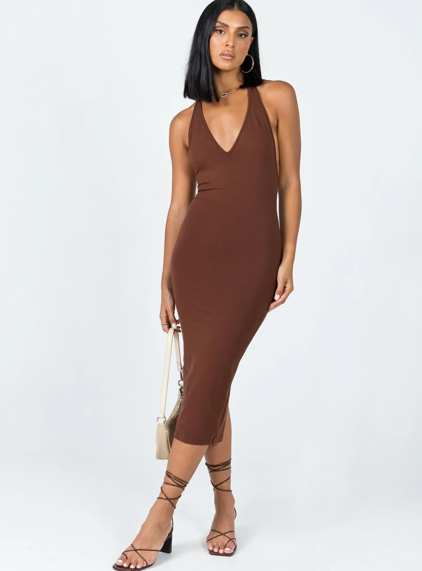 Princess Polly Aditya Midi Dress Brown Best