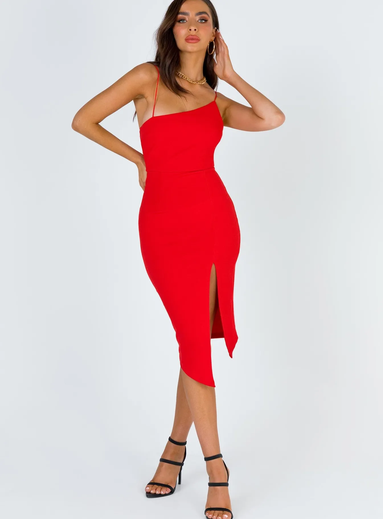 Princess Polly Aero Midi Dress Red Best