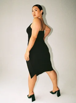 Princess Polly Aero Midi Dress Curve Black Outlet