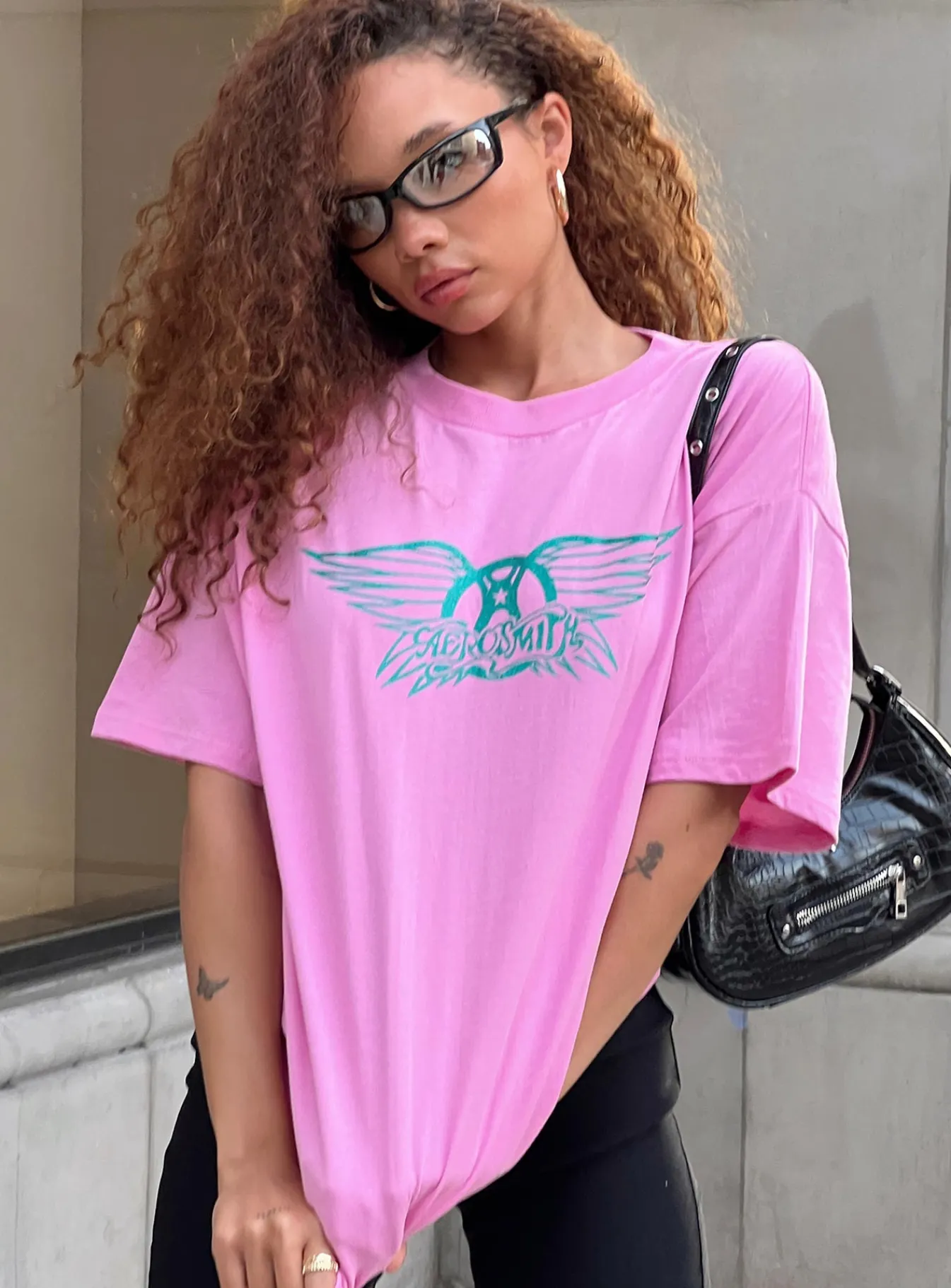 Princess Polly Aerosmith Oversized Tee Pink Shop