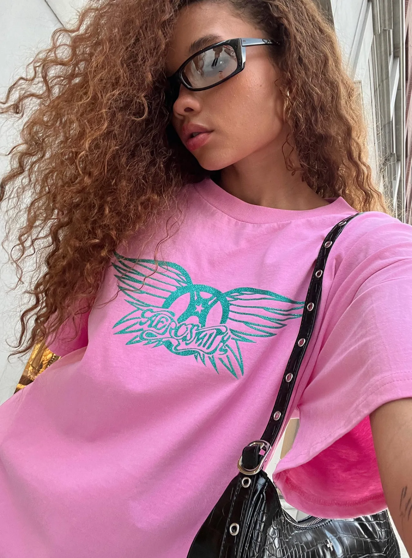 Princess Polly Aerosmith Oversized Tee Pink Shop