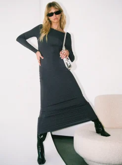 Princess Polly Ainsley Long Sleeve Midi Dress  Slate Fashion