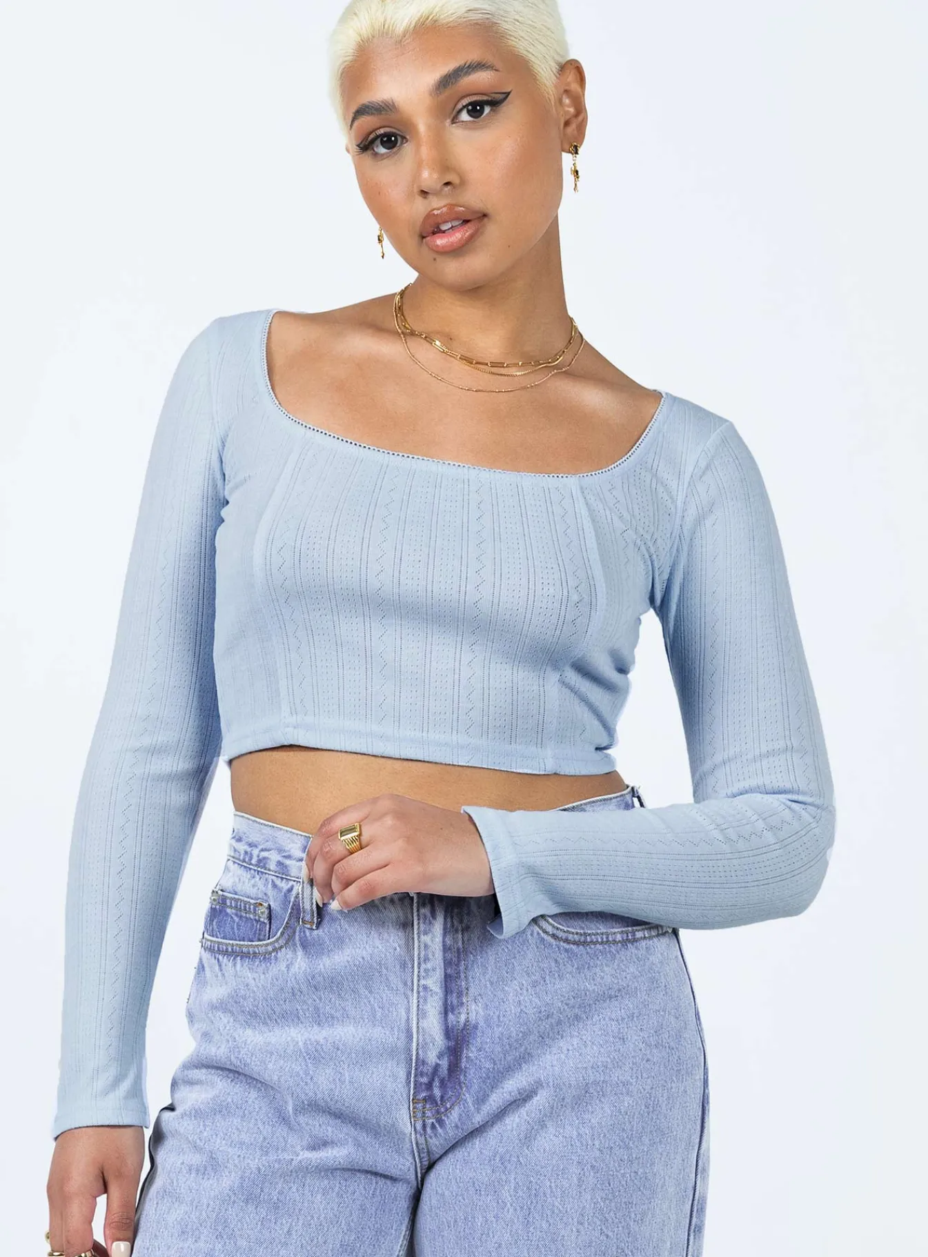Princess Polly Ajani Long Sleeve Top Blue Store