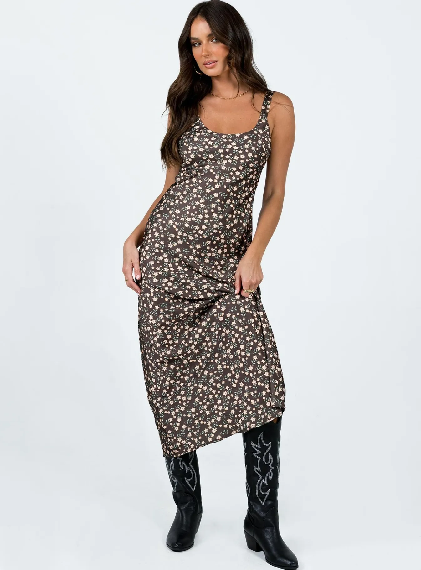 Princess Polly Akila Maxi Dressfloral Brown Cheap