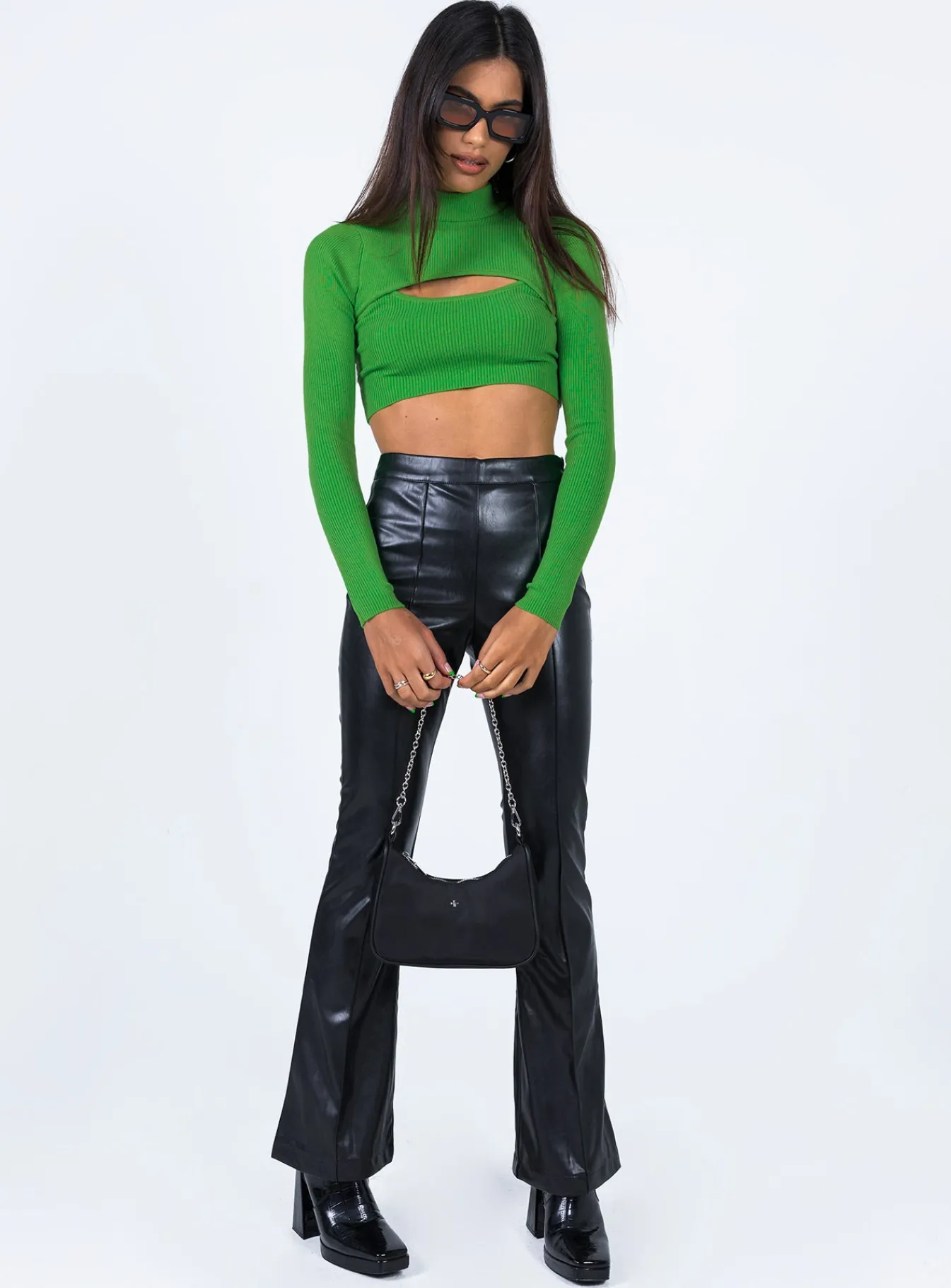 Princess Polly Akira Knit Cardy Set Green Cheap