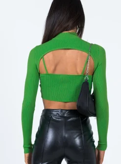 Princess Polly Akira Knit Cardy Set Green Cheap