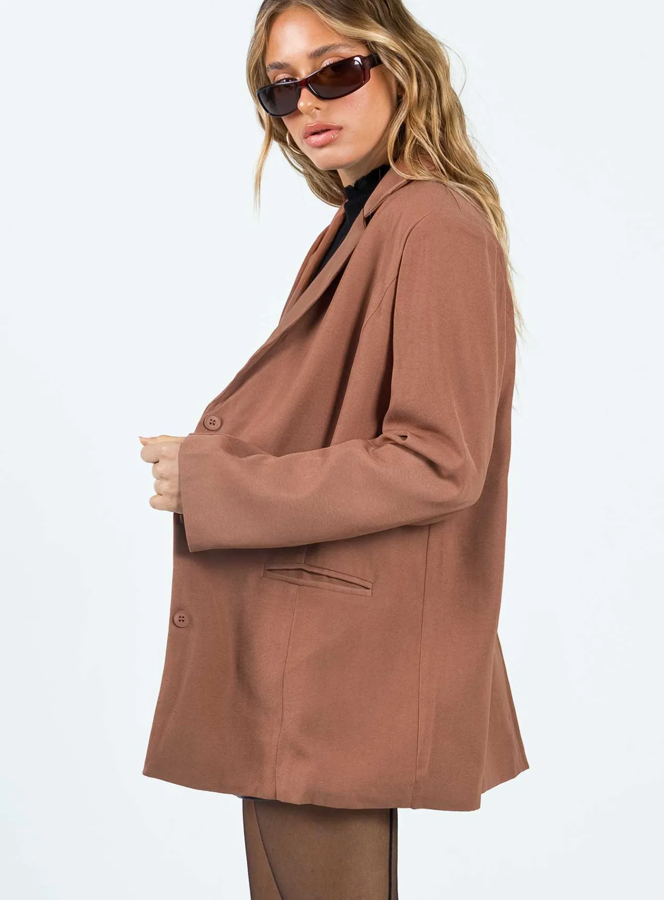 Princess Polly Albert Relaxed Blazer Brown Clearance
