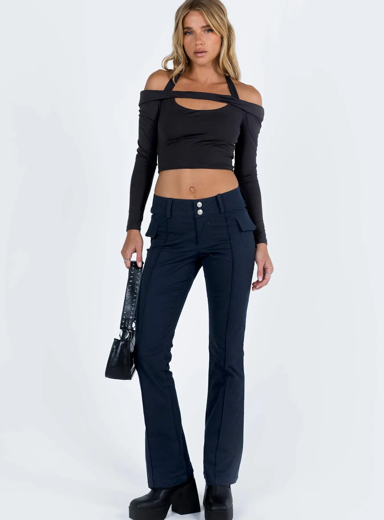 Princess Polly Aleigha Low Rise Pants Navy Cheap
