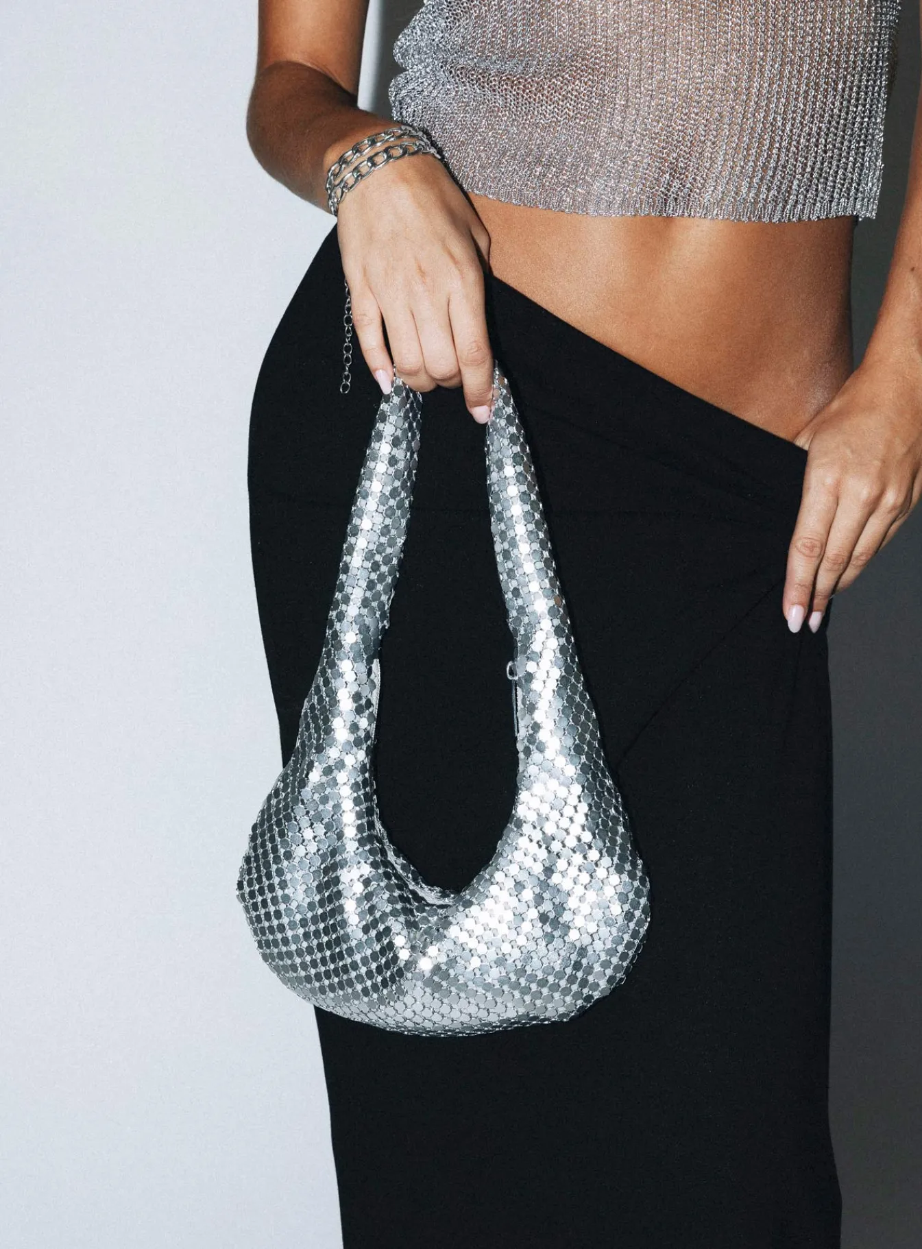 Princess Polly Alexanderson Shoulder Bag Silver Clearance