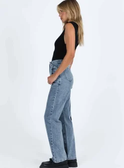 Princess Polly Alford Asymmetric Jeans Light Wash Denim Cheap