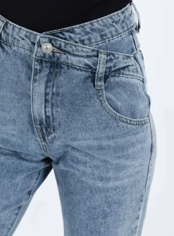 Princess Polly Alford Asymmetric Jeans Light Wash Denim Cheap