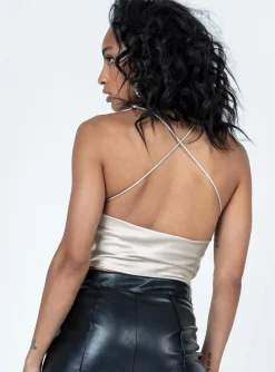 Princess Polly Ali Draped Asymmetric Top Champagne Cheap