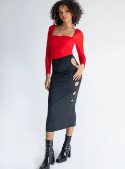 Princess Polly Alice Keyhole Maxi Skirt  Black Flash Sale