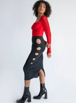 Princess Polly Alice Keyhole Maxi Skirt Black Flash Sale