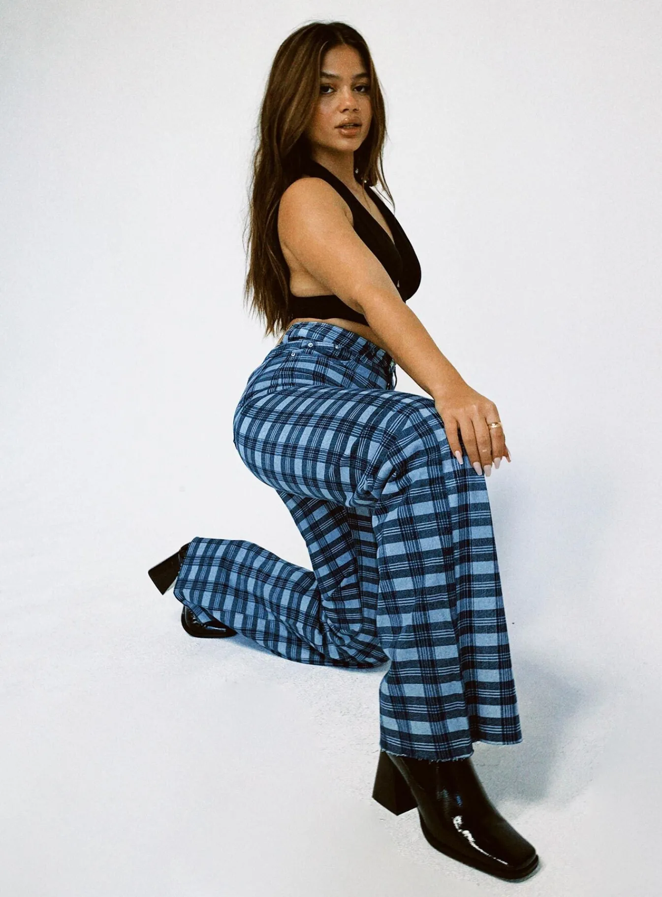 Princess Polly Alice Wide Leg Check Jeans Denim Best