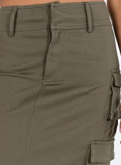 Princess Polly Alida Cargo Midi Skirt Olive Green Outlet