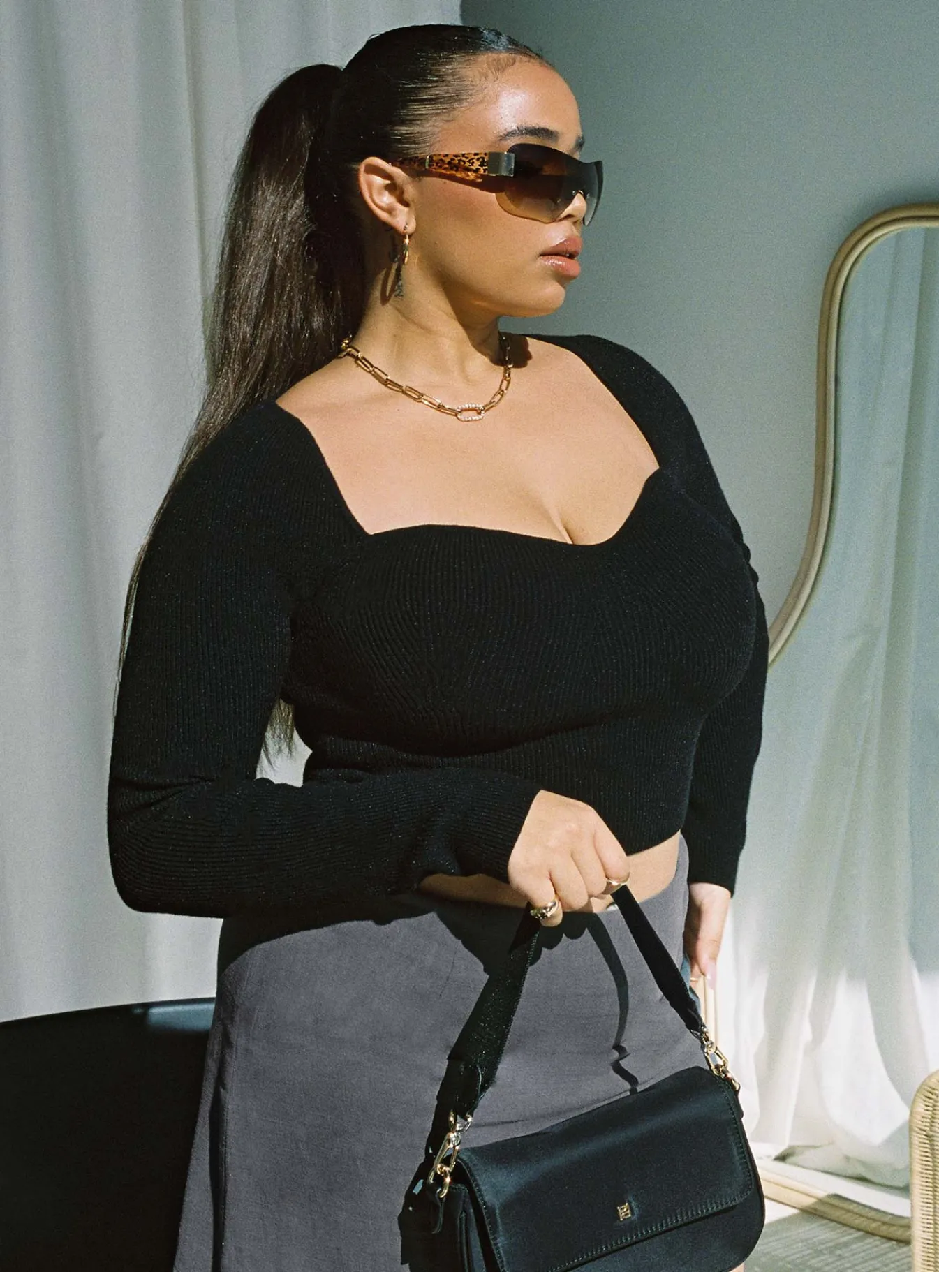 Princess Polly Alima Long Sleeve Topcurve Black Online