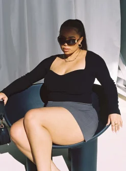 Princess Polly Alima Long Sleeve Topcurve Black Online