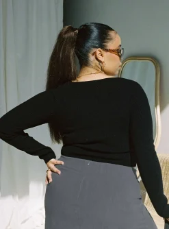 Princess Polly Alima Long Sleeve Topcurve Black Online
