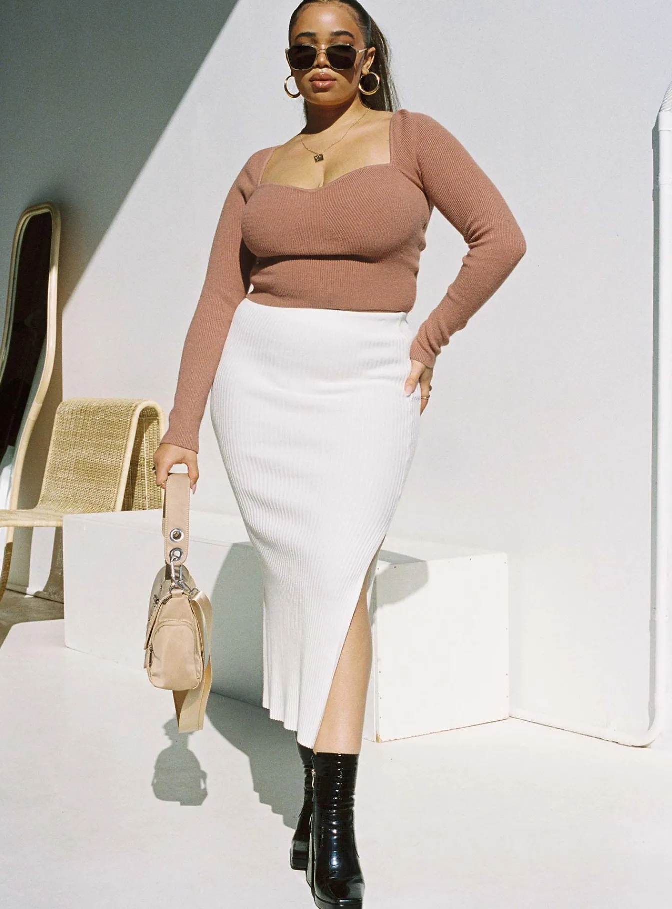 Princess Polly Alima Long Sleeve Topcurve Brown Shop