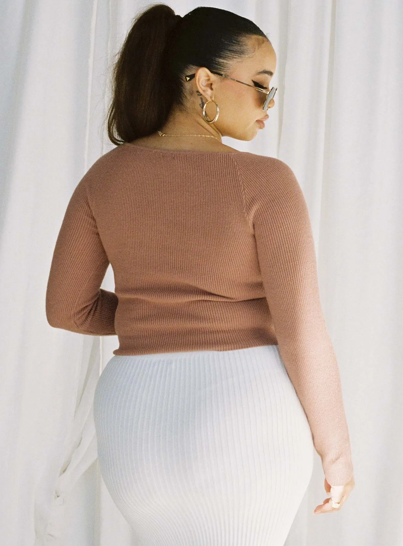 Princess Polly Alima Long Sleeve Topcurve Brown Shop