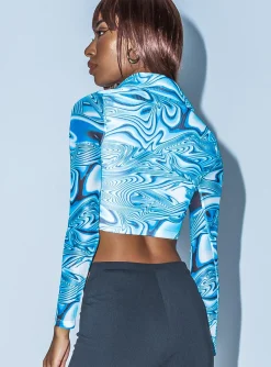 Princess Polly Alina Long Sleeve Top Blue Cheap