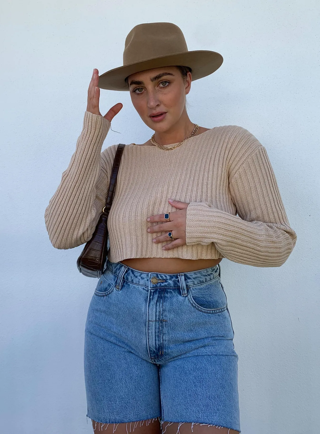 Princess Polly Alivia Cropped Sweater Beige Fashion