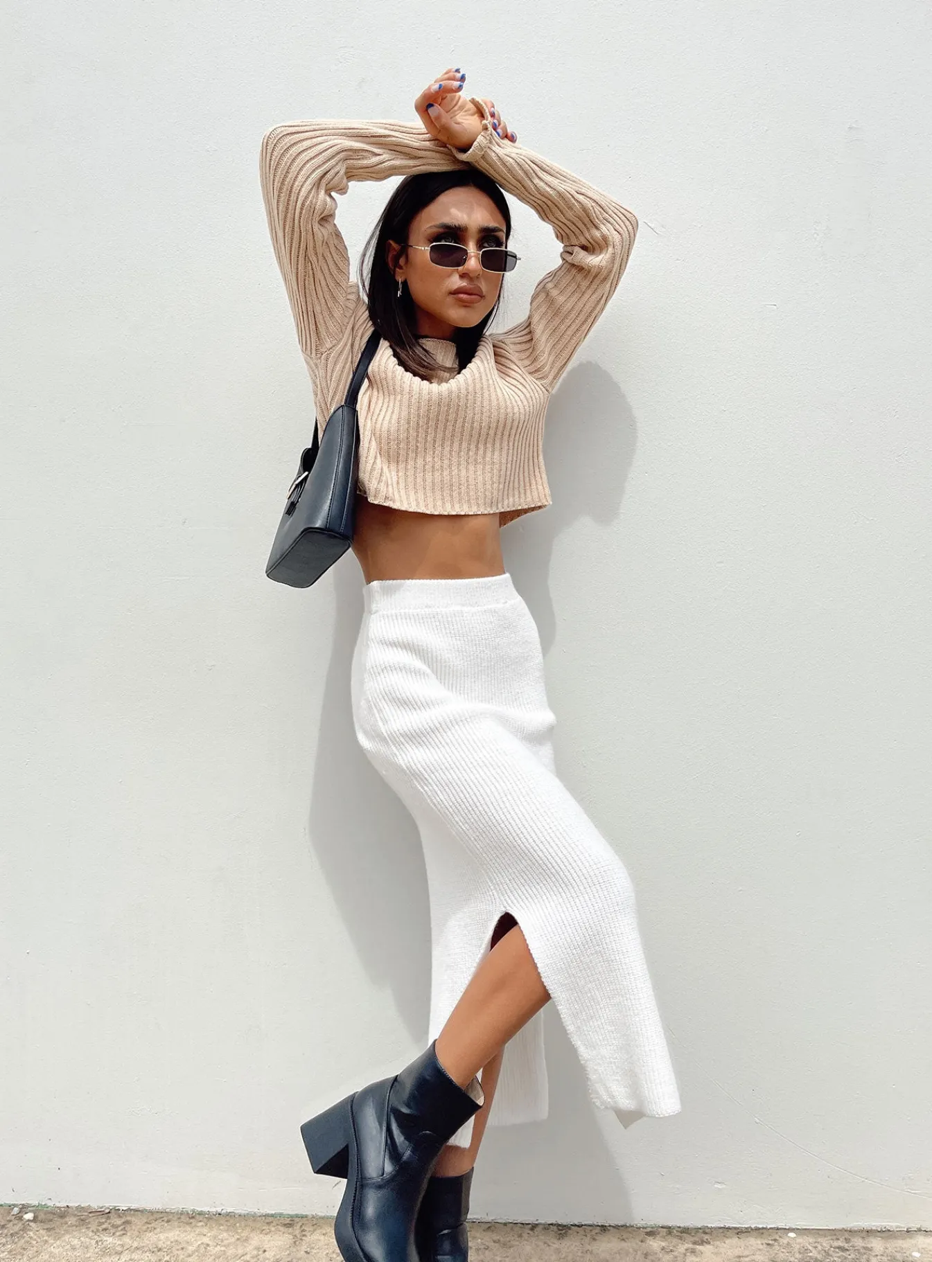 Princess Polly Alivia Cropped Sweater Beige Fashion