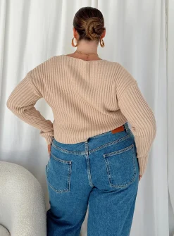 Princess Polly Alivia Cropped Sweatercurve   Beige Fashion